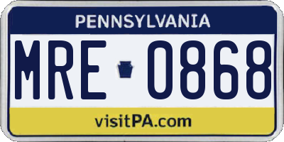 PA license plate MRE0868