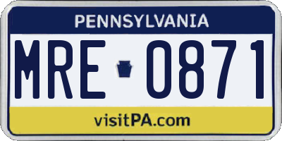 PA license plate MRE0871