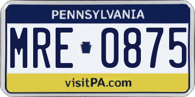 PA license plate MRE0875