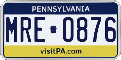 PA license plate MRE0876