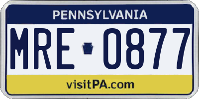 PA license plate MRE0877