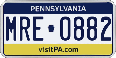 PA license plate MRE0882