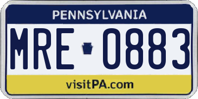 PA license plate MRE0883