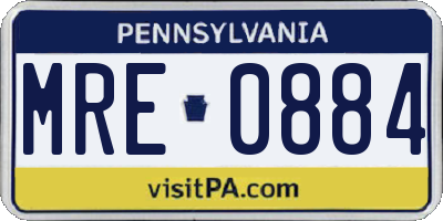 PA license plate MRE0884