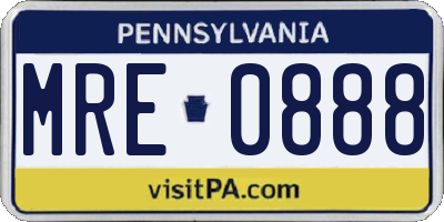 PA license plate MRE0888