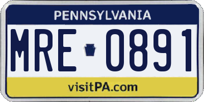 PA license plate MRE0891