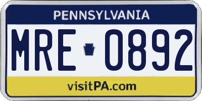 PA license plate MRE0892