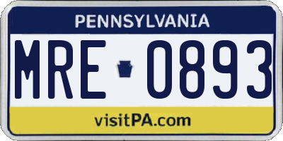 PA license plate MRE0893