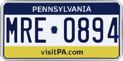 PA license plate MRE0894