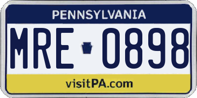 PA license plate MRE0898