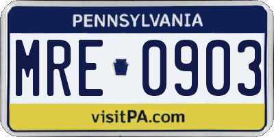 PA license plate MRE0903