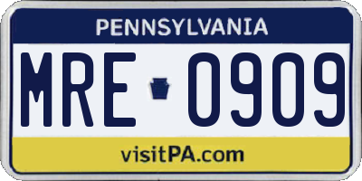 PA license plate MRE0909