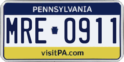 PA license plate MRE0911