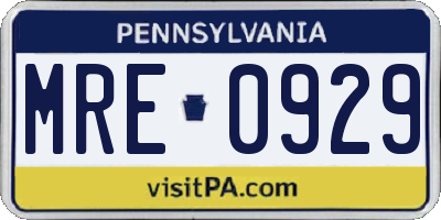 PA license plate MRE0929