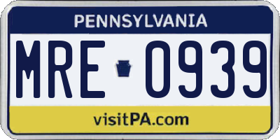 PA license plate MRE0939