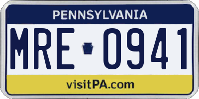 PA license plate MRE0941