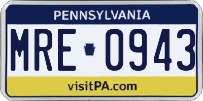 PA license plate MRE0943