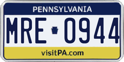 PA license plate MRE0944