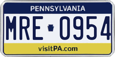 PA license plate MRE0954
