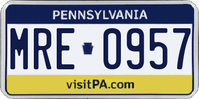 PA license plate MRE0957