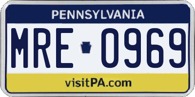 PA license plate MRE0969