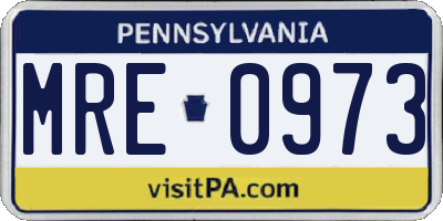 PA license plate MRE0973