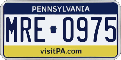 PA license plate MRE0975