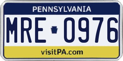 PA license plate MRE0976