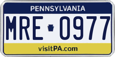 PA license plate MRE0977