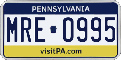 PA license plate MRE0995