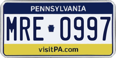 PA license plate MRE0997