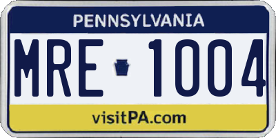 PA license plate MRE1004