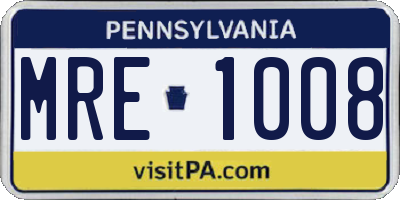 PA license plate MRE1008