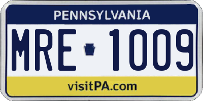 PA license plate MRE1009