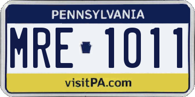 PA license plate MRE1011