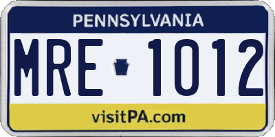 PA license plate MRE1012