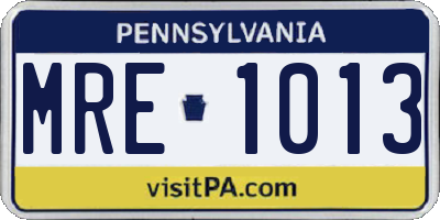 PA license plate MRE1013