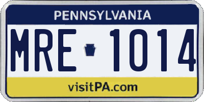 PA license plate MRE1014