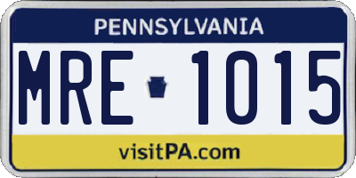PA license plate MRE1015