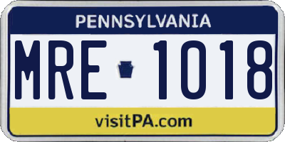 PA license plate MRE1018