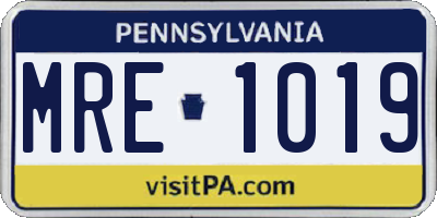 PA license plate MRE1019