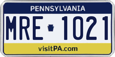 PA license plate MRE1021