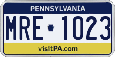 PA license plate MRE1023