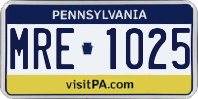 PA license plate MRE1025