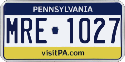 PA license plate MRE1027