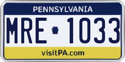 PA license plate MRE1033