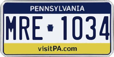 PA license plate MRE1034