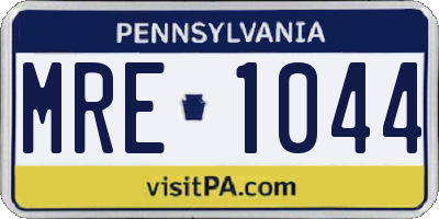 PA license plate MRE1044