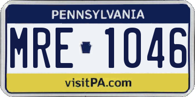 PA license plate MRE1046