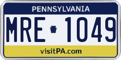 PA license plate MRE1049
